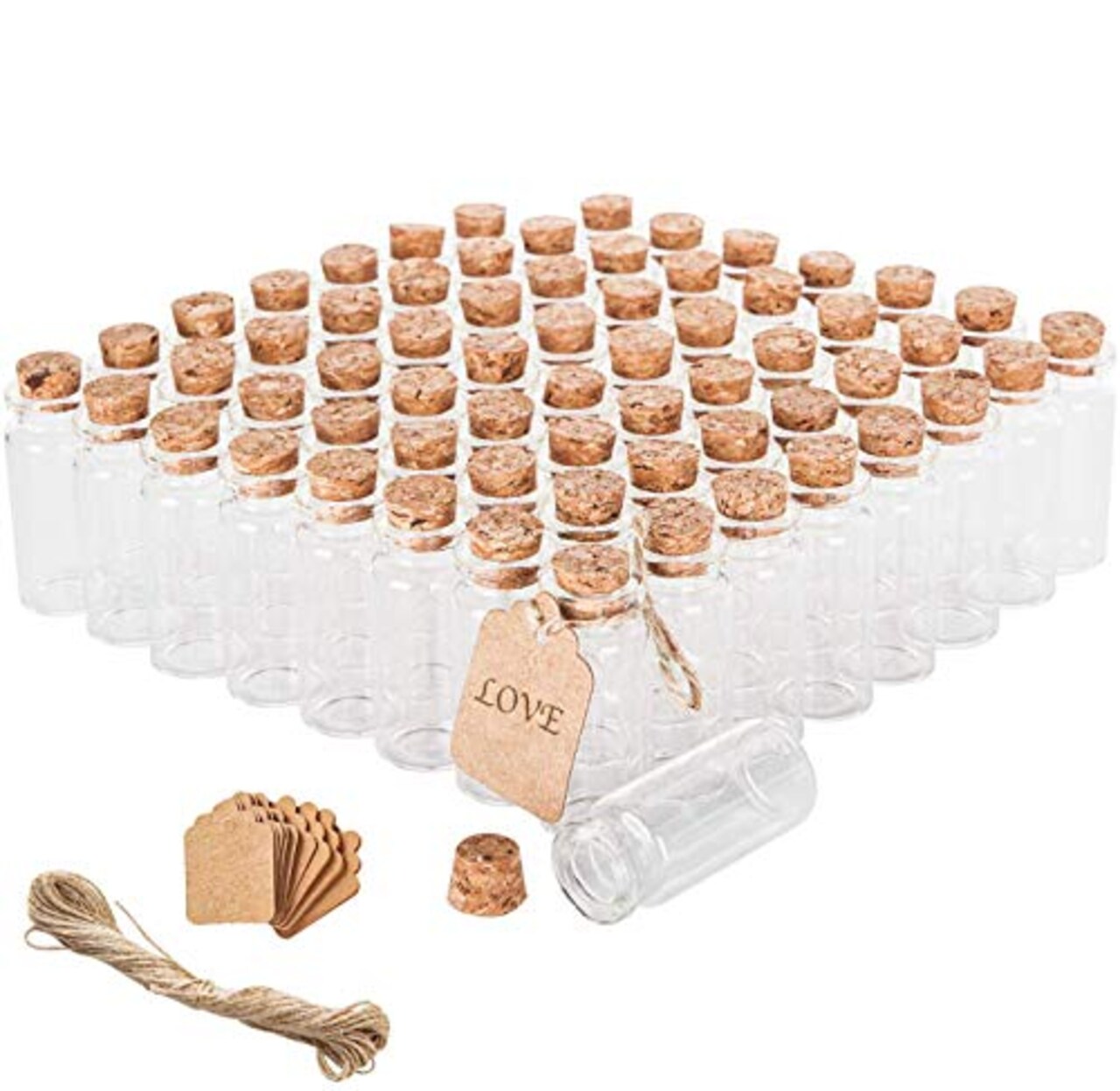 64 PCS Cork Stoppers Glass Bottles, DIY Decoration Small Tiny Glass Jars Favors,Mini Vials Cork,10ml Storage Container for Art Crafts for Wedding Party Supplies